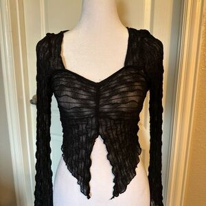 Windsor Black Textured Sheer Top